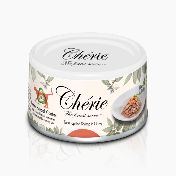 Cherie (Чери) Cat Grain Free Tuna & Shrimp Hairball All Life Stages - Влажный беззерновой корм для котов всех возрастов для выведения грудок шерсти кусочки в соусе с мясом тунца и креветками 80 г