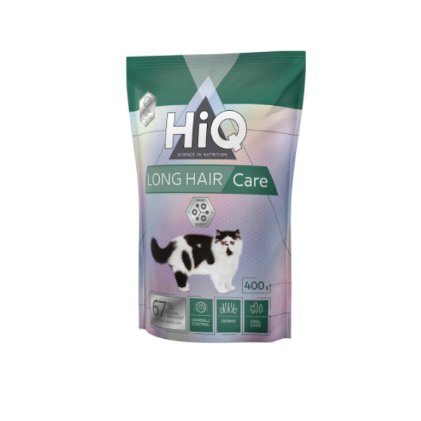HiQ (Хай-Кью) Cat Long Hair Care Adult Poultry - Сухой корм для взрослых длинношерстных котов с мясом птицы 400 г