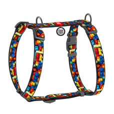 WauDog (ВауДог) Nylon "Блоки" - Шлея для собак нейлонова анатомічна H-подібна (Ш 15 мм, A 30-40 см, B 30-50 см) S