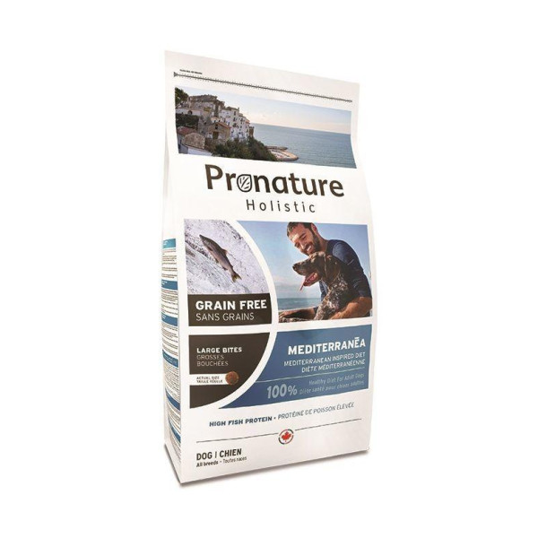 Pronature Holistic (Пронатюр Холистик) Mediterranea Large Bites - Сухой беззерновой корм для собак крупных пород с лососем и вялеными томатами 12 кг