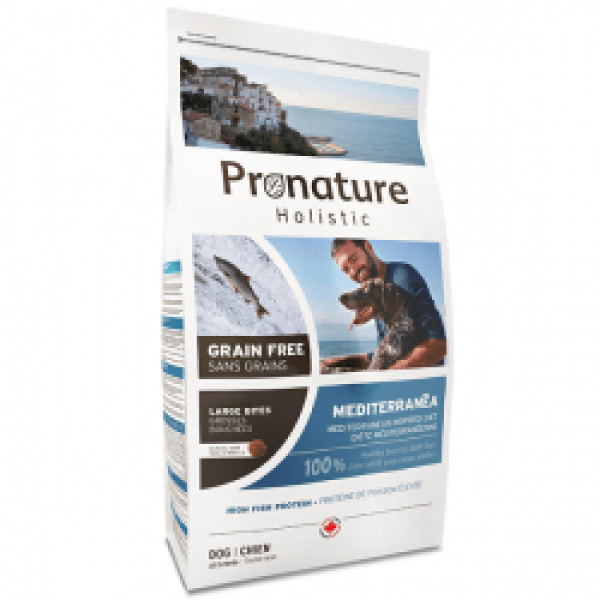 Pronature Holistic (Пронатюр Холистик) Mediterranea Large Bites - Сухой беззерновой корм для собак крупных пород с лососем и вялеными томатами 12 кг