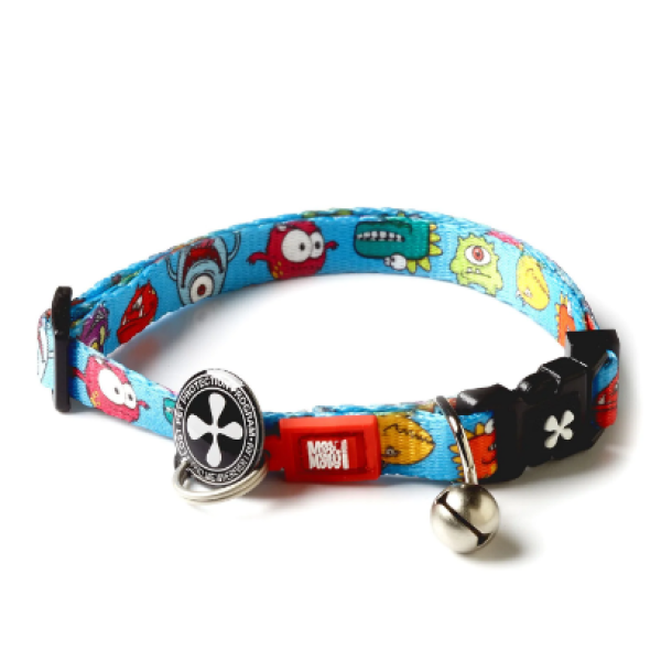 Max & Molly (Макс Молли) Smart ID Collar Little Monsters - Ошейник для котов с принтом маленькие монстры