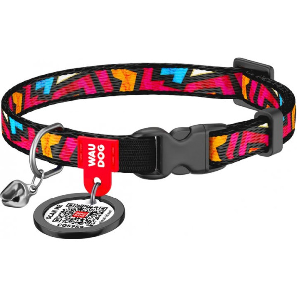 Ошейник для котов, "Граффити", пласт. фастекс, Ш 10 мм, Дл 20-30 см, XS, WAUDOG Nylon c QR
