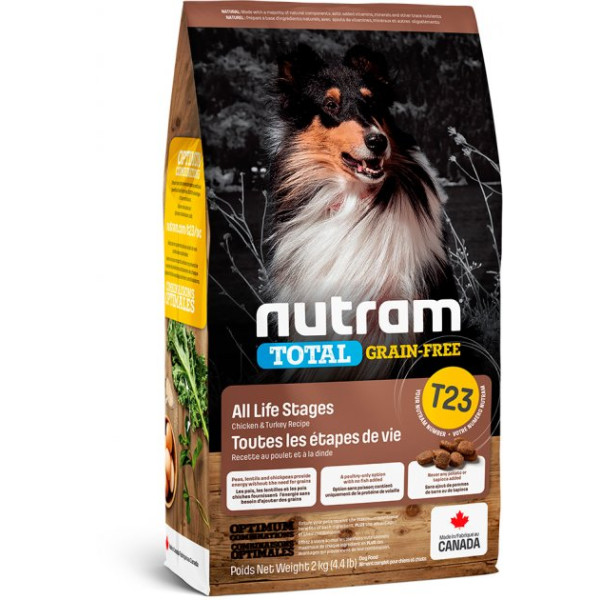 Nutram (Нутрам) T23 Chicken and Turkey Dog - Сухой беззлаковый корм для собак с курицей и индейкой 2 кг