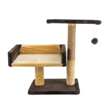 Кігтеточка "Пушистик" з диваном 2-х поверхова (джут) шоколад беж - 30х38х50 см