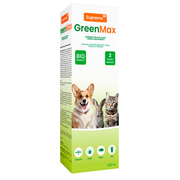 Supremo (Супремо) GreenMax For Pet - Спрей для собак, котов и грызунов защита от паразитов на натуральной основе 300 мл