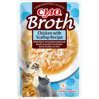 INABA (Инаба) Cat Ciao Broth With Chicken Scallop - Лакомство для кошек тушеная курица и морской гребешок в бульоне 40 г