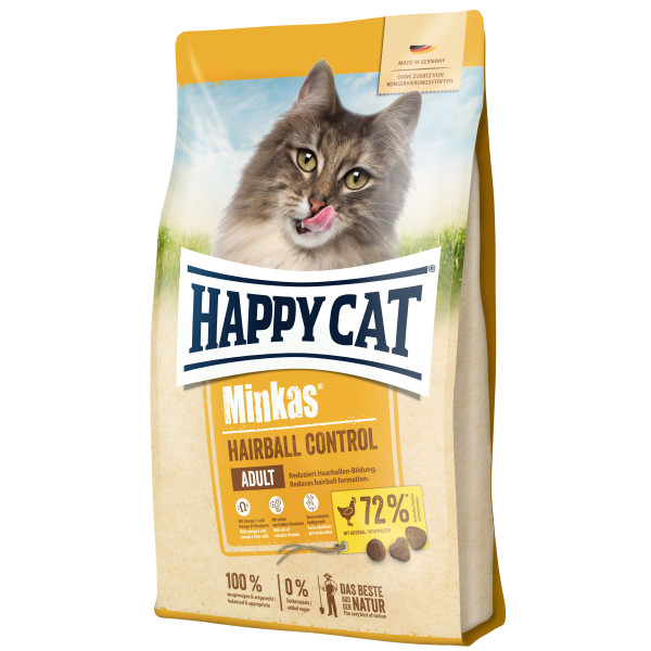 Happy Cat (Хепи Кет) Minkas Poultry Hairball Adult - Сухой корм для взрослых котов для выведения грудок шерсти с мясом птицы 10 кг