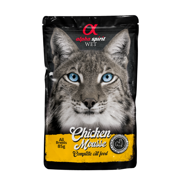Alpha Spirit Pouch Chicken Mousse Cat - Полнорационный влажный корм с курицей для взрослых кошек 85 г