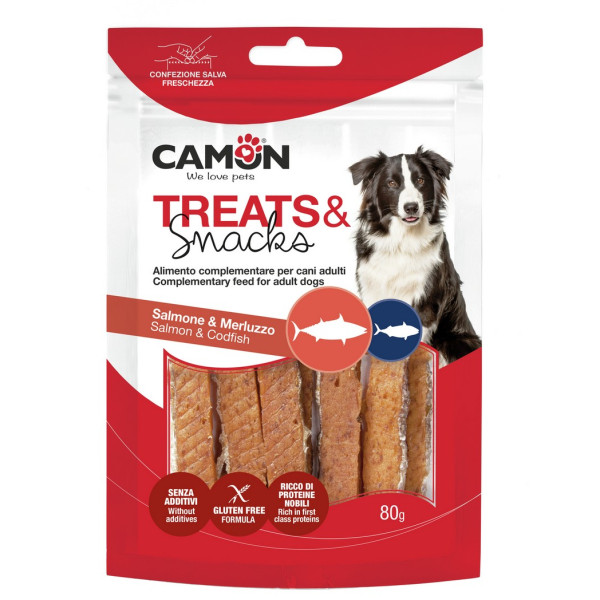 Camon (Камон) Dog Treats Strips With Salmon&Cod Skin - Лакомство для собак срипсы с лососем и кожей трески 80 г
