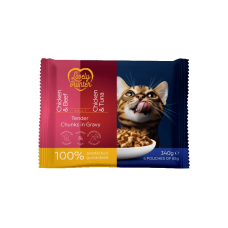 Lovely Hunter (Лавли Хантер) Cat Adult Set Pouches Chicken & Beef And Chicken & Tuna - Набор влажных кормов для взрослых котов с мясом курицы, говядины и тунца 340 г