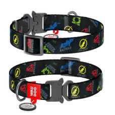 Нашийник, "Ліга Справедливості", метал. пряжка-фастекс, Ш 15 мм, Дл 23-35 см, S, WAUDOG Nylon c QR