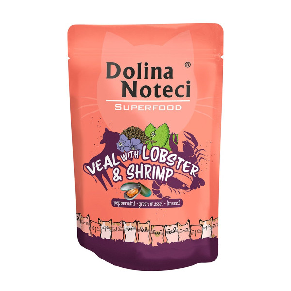 Dolina Noteci (Долина Нотецы) Cat Superfood With Veal, Lobster & Shrimp - Влажный корм для кошек телятиной, лобстером и креветкой 85 г