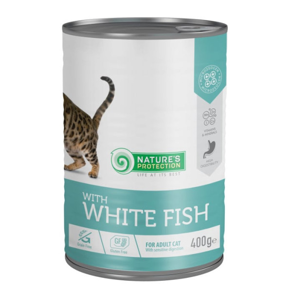 Nature's Protection (Нейчер Протекшн) Cat with White Fish - Влажный корм для кошек с белой рыбой 400 г