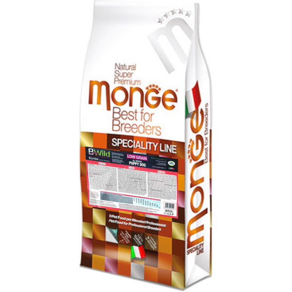 Monge (Монж) Bwild Puppy & Junior Low Grain Deer - Сухой корм для щенков всех пород с олениной 15 кг