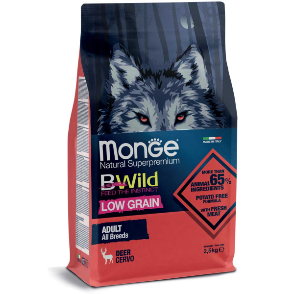 Monge (Монж) Bwild Dog All Breed Low Grain Deer сухой корм для собак всех пород с олениной 2.5 кг