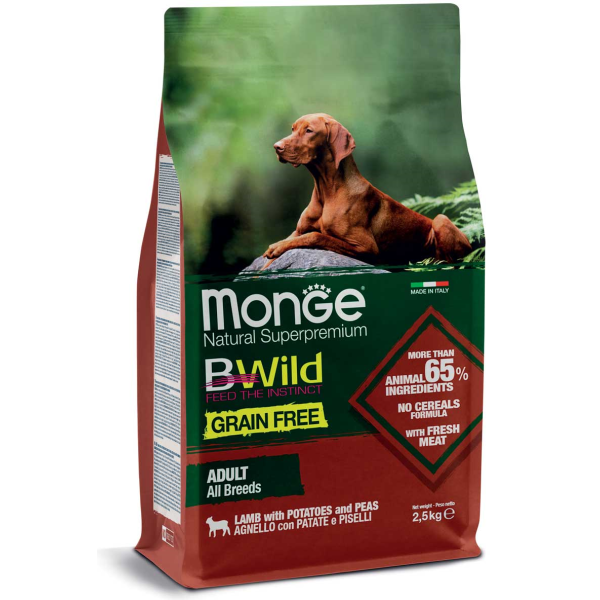 Monge (Монж) Bwild Dog Adult All Breed Grain Agnello - Сухой корм для взрослых собак всех пород беззерновой с ягненком 2.5 кг