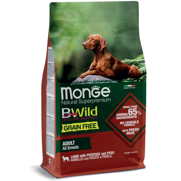 Monge (Монж) Bwild Dog Adult All Breed Grain Agnello - Сухой корм для взрослых собак всех пород беззерновой с ягненком 15 кг