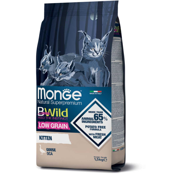 Monge (Монж) Cat Bwild Low Grain Goose Kitten - Сухий корм для кошенят з гусем 1.5 кг