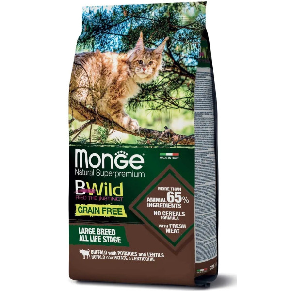 Monge (Монж) Cat Large Breed Bwild Grain Free Buffalo - Cухий беззерновий корм для котів великих порід з буйволом 10 кг