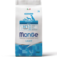 Monge (Монж) Dog Salmon & Rice Light Adult All Breeds Сухой корм для взрослых собак всех пород для контроля веса с мясом лосося и рисом 2.5 кг