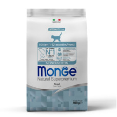 Monge (Монж) Cat Trout Monoprotein Kitten - Сухий монопротеїновий корм для кошенят, вагітних та годуючих котів з м’ясом форелі 400 г