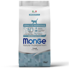 Monge (Монж) Cat Trout Monoprotein Kitten - Сухий монопротеїновий корм для кошенят, вагітних та годуючих котів з м’ясом форелі 1.5 кг