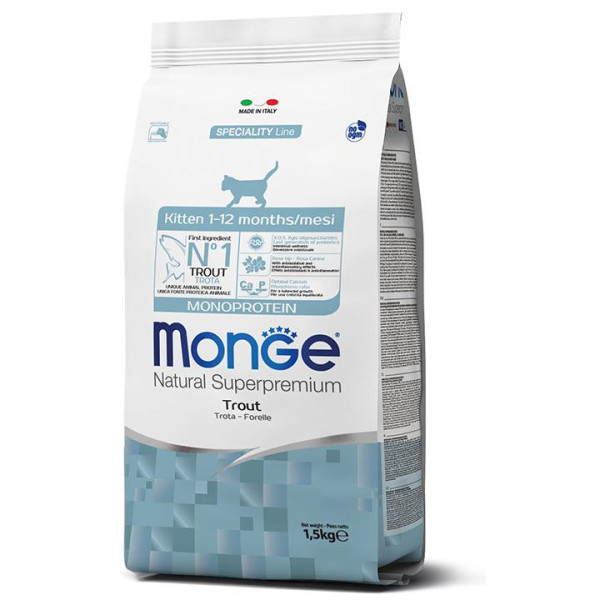 Monge (Монж) Monoprotein Kitten Trout - Сухий монопротеїновий корм для кошенят з фореллю 1.5 кг