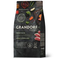 Grandorf (Грандорф) Fresh Duck & Sweet Potato Adult Sterilised Cat - Сухой беззерновой корм для взрослых стерилизованных котов с мясом утки и бататом 2 кг