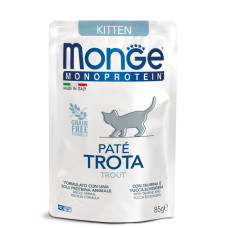 Monge (Монж) Cat Grain Free Trout Monoprotein Pate Kitten - Вологий беззерновий монопротеїновий корм для кошенят паштет з м’ясом форелі 85 г