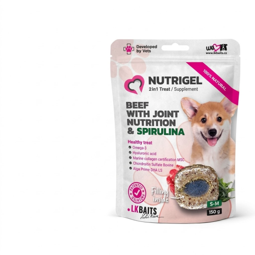 LK Baits (ЛК Бейтс) Dog Nutrigel Adult Small & Medium Pork, Beef & Spirulina - Ласощі для дорослих собак малих і середніх порід для суглобів з м’ясом свинини, яловичини та спірулиною 150 г