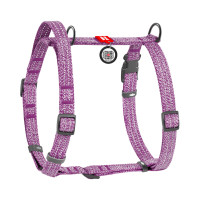 WauDog (ВауДог) Re-cotton Violet - Шлей для собак анатомический Н-образный с фиолетовым ручкой (Ш 15 мм, A 36-42 см, B 35-50 см) S