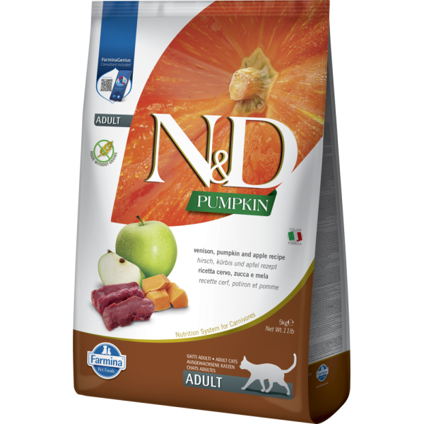 Farmina (Фармина) Cat N&D Pumpkin Grain Free Venison & Apple Adult - Сухой корм для взрослых кошек с тыквой, олениной и яблоком 5 кг