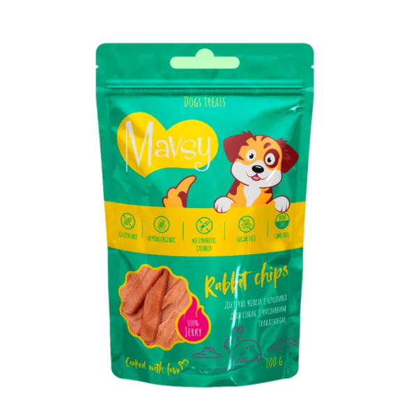 Mavsy (Мавси) Rabbit Chips - Лакомство для собак чипсы из мяса кролика 100 г