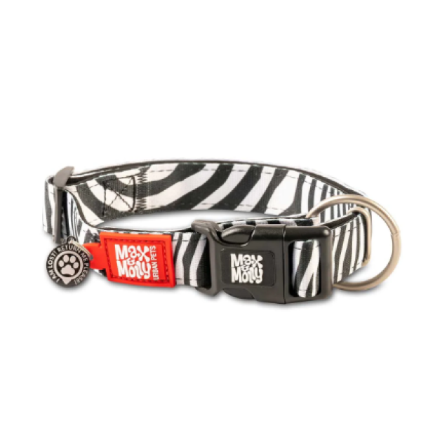 Max & Molly (Макс Молли) Smart ID Collar Zebra L - Ошейник для собак с принтом зебра