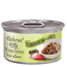 Natural Kitty (Нейчерал Кітті) Meat Lover Mackerel with Tuna In Gravy - Вологий корм для котів з тунцем та скумбрією 70 г