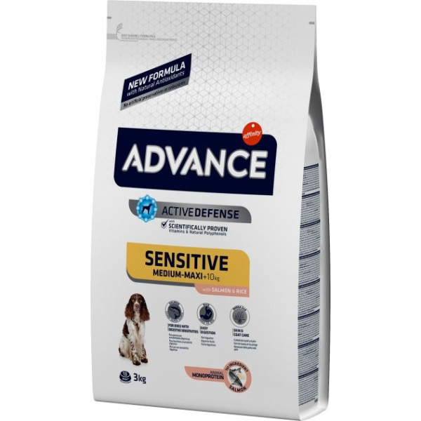 Advance Dog Adult Medium & Maxi Sensitive Salmon & Rice - Сухий корм для дорослих собак середніх і великих порід з чутливим травленням з лососем і рисом 3 кг
