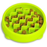 Outward Hound (Аутвард Хаунд) Fun Feeder Slo-bowl Kitty Green - Миска-лабиринт для кошек, не скользящая для неторопливого и здорового кормления зеленая 14 см