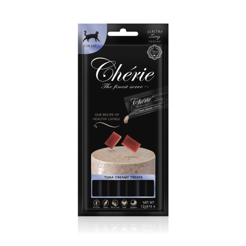 Cherie (Чері) Cat Grain Free Tuna Creamy Treat Adult - Ласощі беззернові для дорослих котів кремове пюре з м’ясом тунця 4 шт. по 12 г