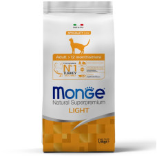 Monge (Монж) Cat Turkey Light Adult - Сухий корм для дорослих котів схильних до надмірної ваги з м’ясом індички 1.5 кг