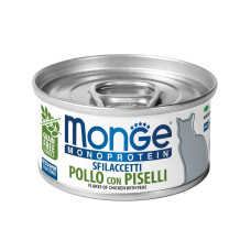 Monge (Монж) Cat Grain Free Chicken & Green Peas Monoprotein Adult - Вологий беззерновий монопротеїновий корм для дорослих котів пластівці з м’ясом курки та зеленим горошком 80 г