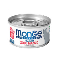 Monge (Монж) Cat Grain Free Beef Monoprotein Adult - Влажный беззерновой монопротеиновый корм для взрослых котов хлопья с мясом говядины 80 г