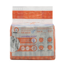 Misoko&Co (Мисоко&Ко) Disposable Diapers For Male Dogs With Charcoal Moisture Indicator Lavender Scent - Одноразовые подгузники для кобелей средних пород с углем, индикатором влажности и ароматом лаванды М 12 шт.