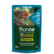 Monge (Монж) Bwild Cat Grain Free Tuna Gravy Sterilised Adult - Влажный беззерновой корм для взрослых стерилизованных котов кусочки в соусе с мясом тунца 85 г