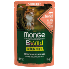 Monge (Монж) Cat Bwild Grain Salmone Sterilised - Вологий беззерновий корм для стерилізованих котів з лососем 0.085 кг