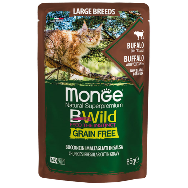 Monge (Монж) Cat Bwild Grain Free Bufalo - Влажный беззерновой корм для котов крупных пород 0.085 кг
