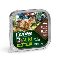 Monge (Монж) Bwild Cat Grain Free Buffalo Pate All Life Stages Large - Влажный беззерновой корм для котов всех возрастов больших пород паштет с мясом буйвола 100 г