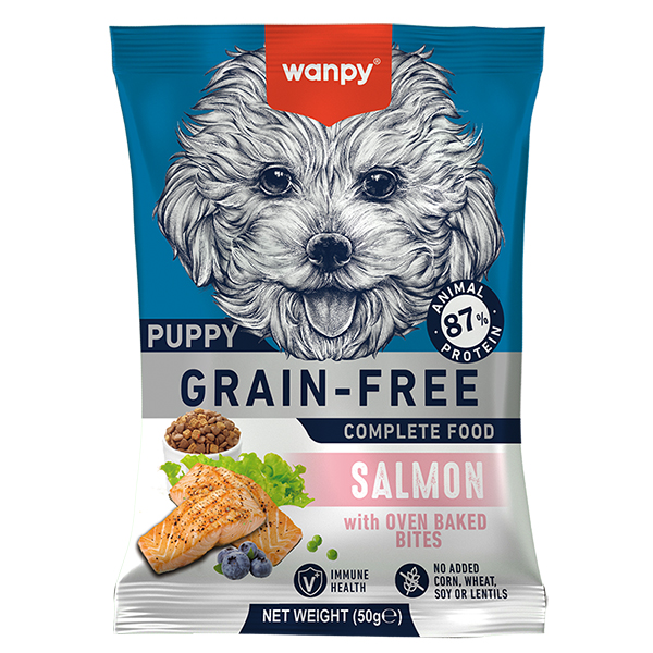 Wanpy (Ванпи) Dog Grain Free Salmon Puppy All Breed - Сухой беззерновой корм для щенков всех пород с мясом лосося 50 г