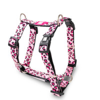Max & Molly (Макс Молли) H-Harness Pink Leopard - Шлея для собак с принтом леопард L