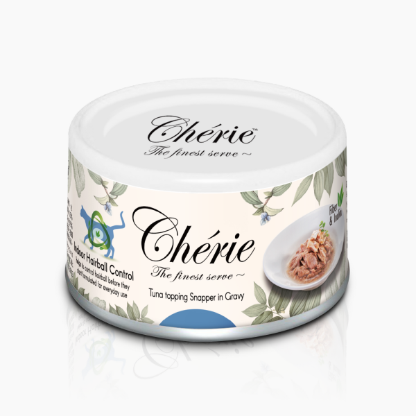 Cherie (Чери) Cat Grain Free Tuna & Snapper Hairball All Life Stages - Влажный беззерновой корм для котов всех возрастов для выведения грудок шерсти кусочки в соусе с мясом тунца и луцианом 80 г